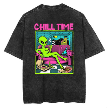 Alien Chill Time Graphic - Wash Tee