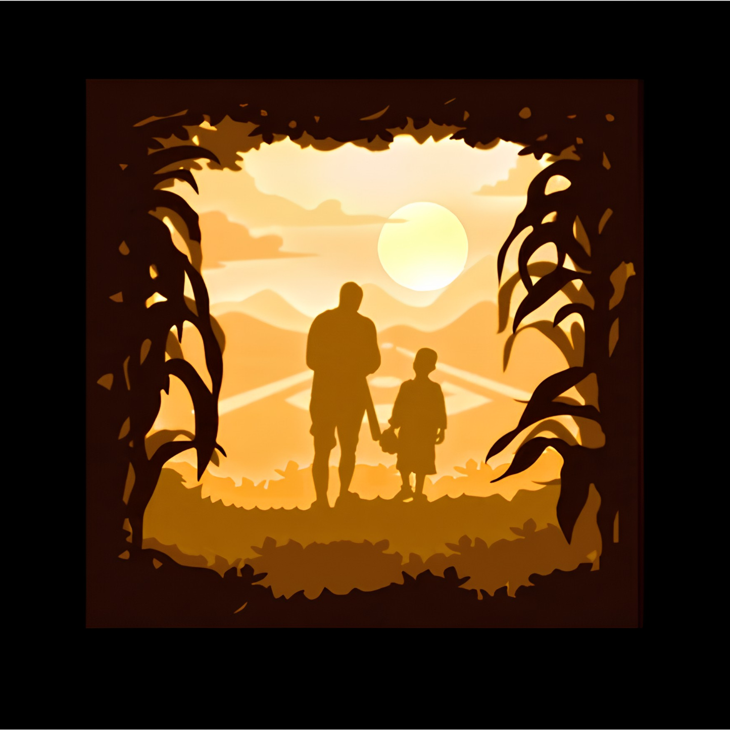 Personalized Family 3D Paper Cut Shadow Box LED Light – Custom Family Name & Special Message