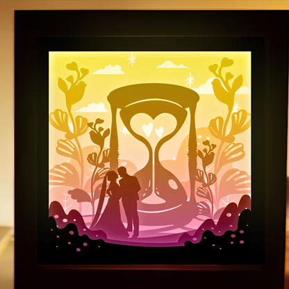 Personalized Couple 3D Paper Cut Shadow Box LED Light – Custom Family Name & Special Message
