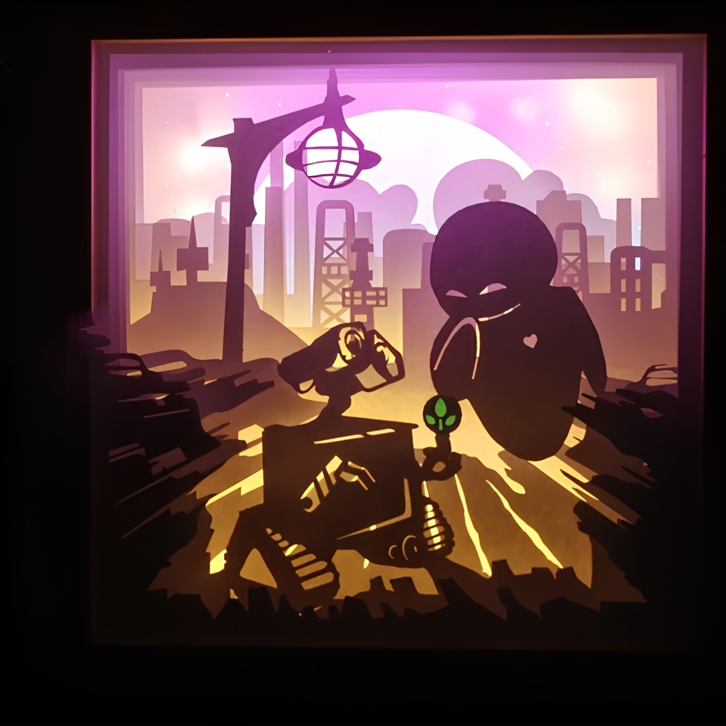 Personalized Couple 3D Paper Cut Shadow Box LED Light – Custom Family Name & Special Message