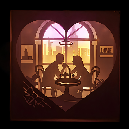 Personalized Couple 3D Paper Cut Shadow Box LED Light – Custom Family Name & Special Message