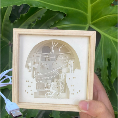Personalized Family 3D Paper Cut Shadow Box LED Light – Custom Family Name & Special Message