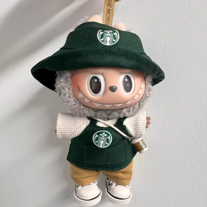 Labu Clothes Vinyl Blind Box Doll Clothes 15cm/17cm BJD Working Coffee Suit Replacement Accessory for Cute Dolls (No Doll)