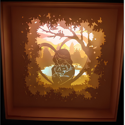 Personalized Family 3D Paper Cut Shadow Box LED Light – Custom Family Name & Special Message