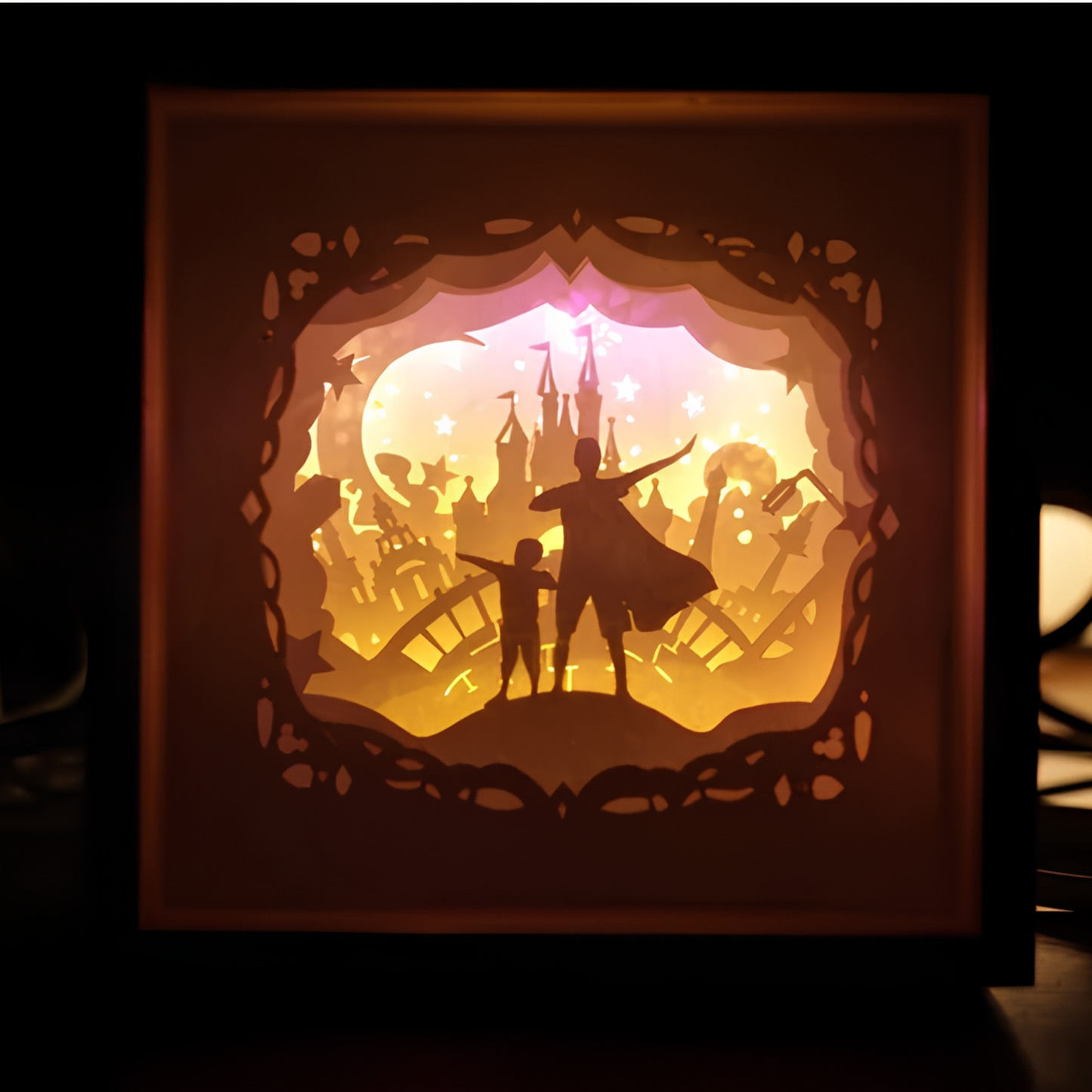 Personalized Family 3D Paper Cut Shadow Box LED Light – Custom Family Name & Special Message