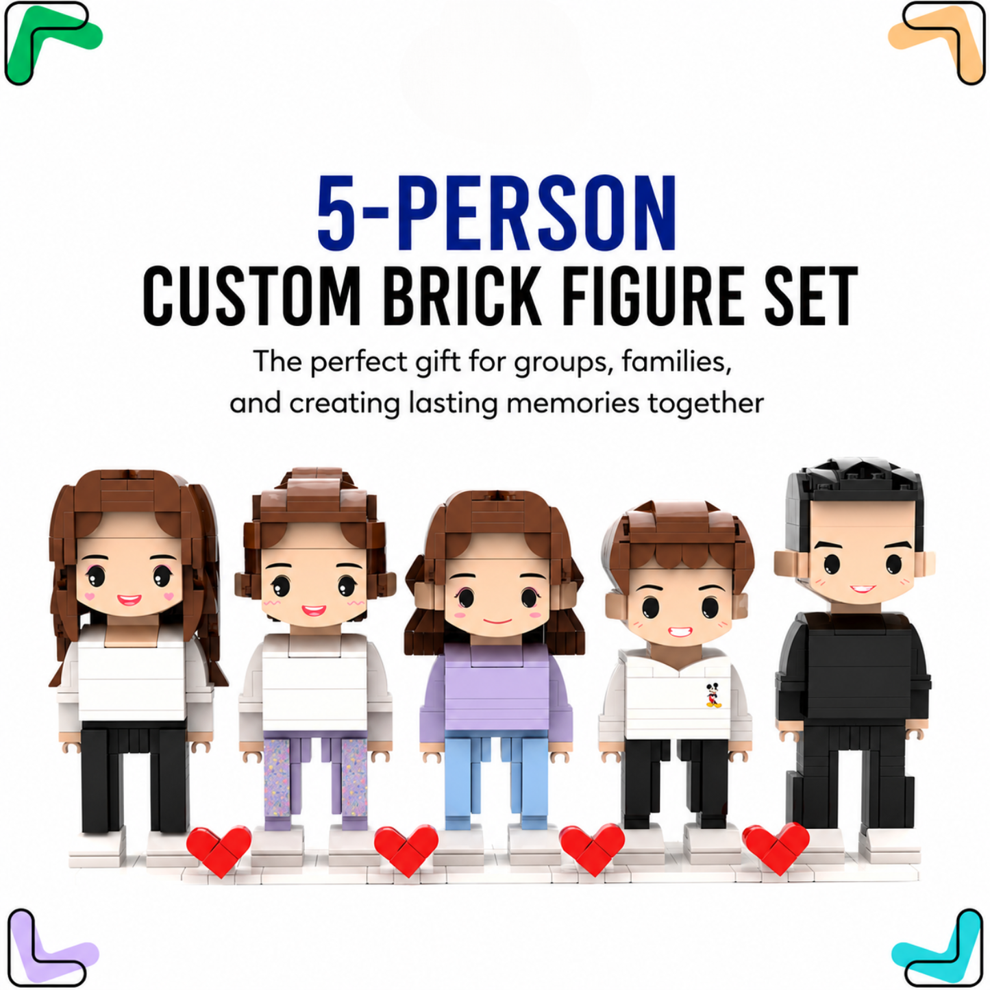 Custom Brick Figure from Photo – Family of 5 Edition