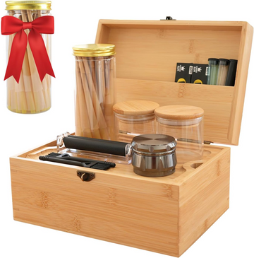 Large Bamboo Storage Box with Removable Tray Kit