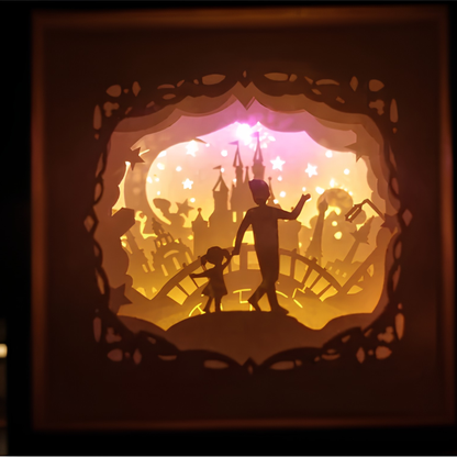 Personalized Family 3D Paper Cut Shadow Box LED Light – Custom Family Name & Special Message