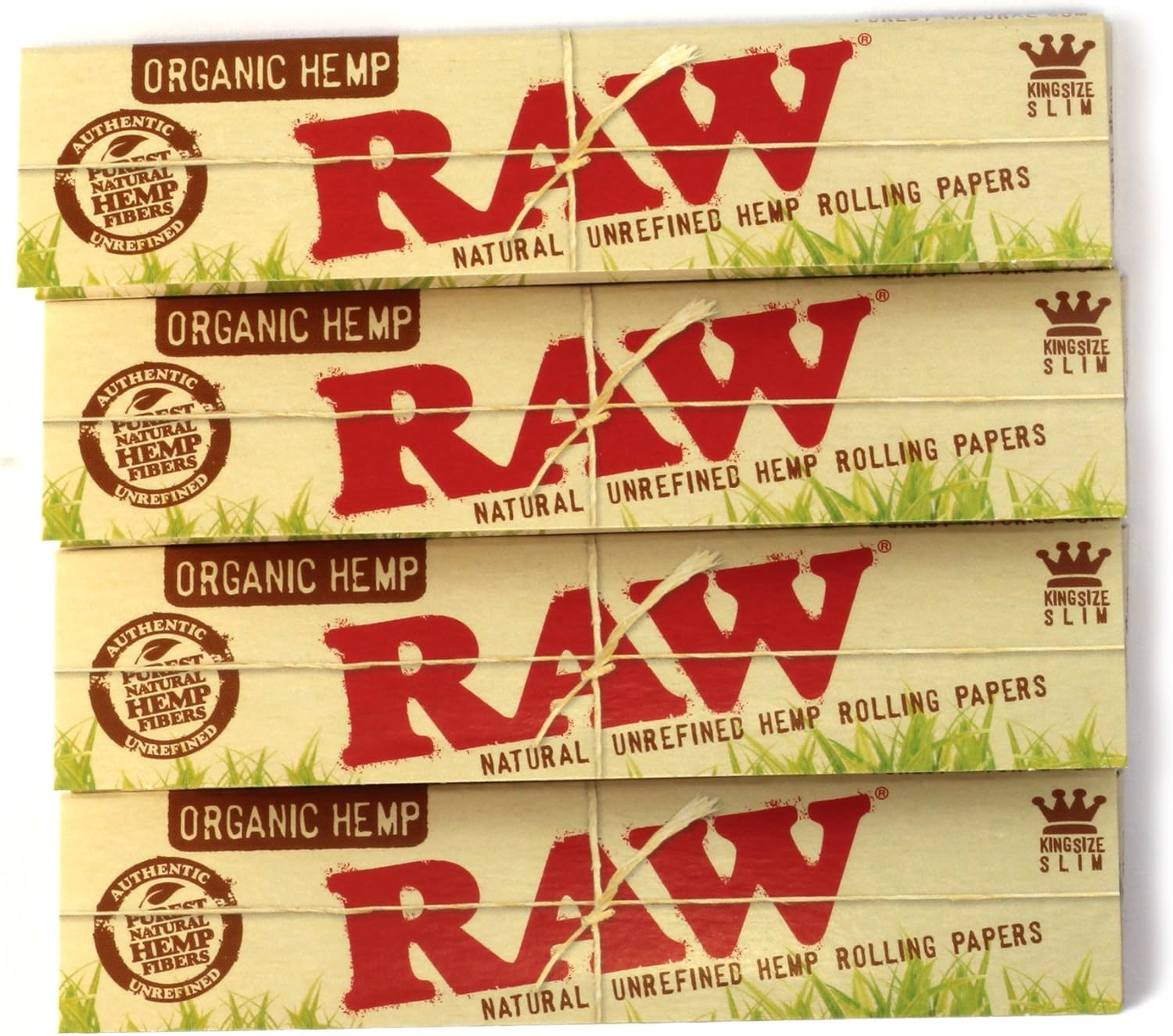 Raw King Size Slim Organic Hemp Rolling Papers, 32 Count (Pack of 4)