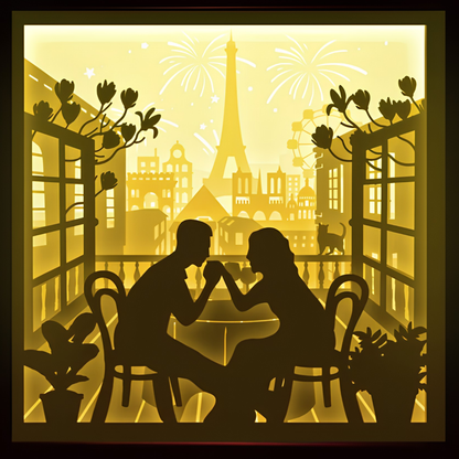 Personalized Couple 3D Paper Cut Shadow Box LED Light – Custom Family Name & Special Message