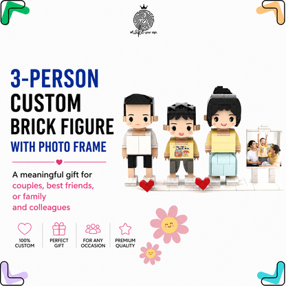 Custom Brick Figure from Photo – Family of 3 Edition
