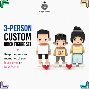 Custom Brick Figure from Photo – Family of 3 Edition