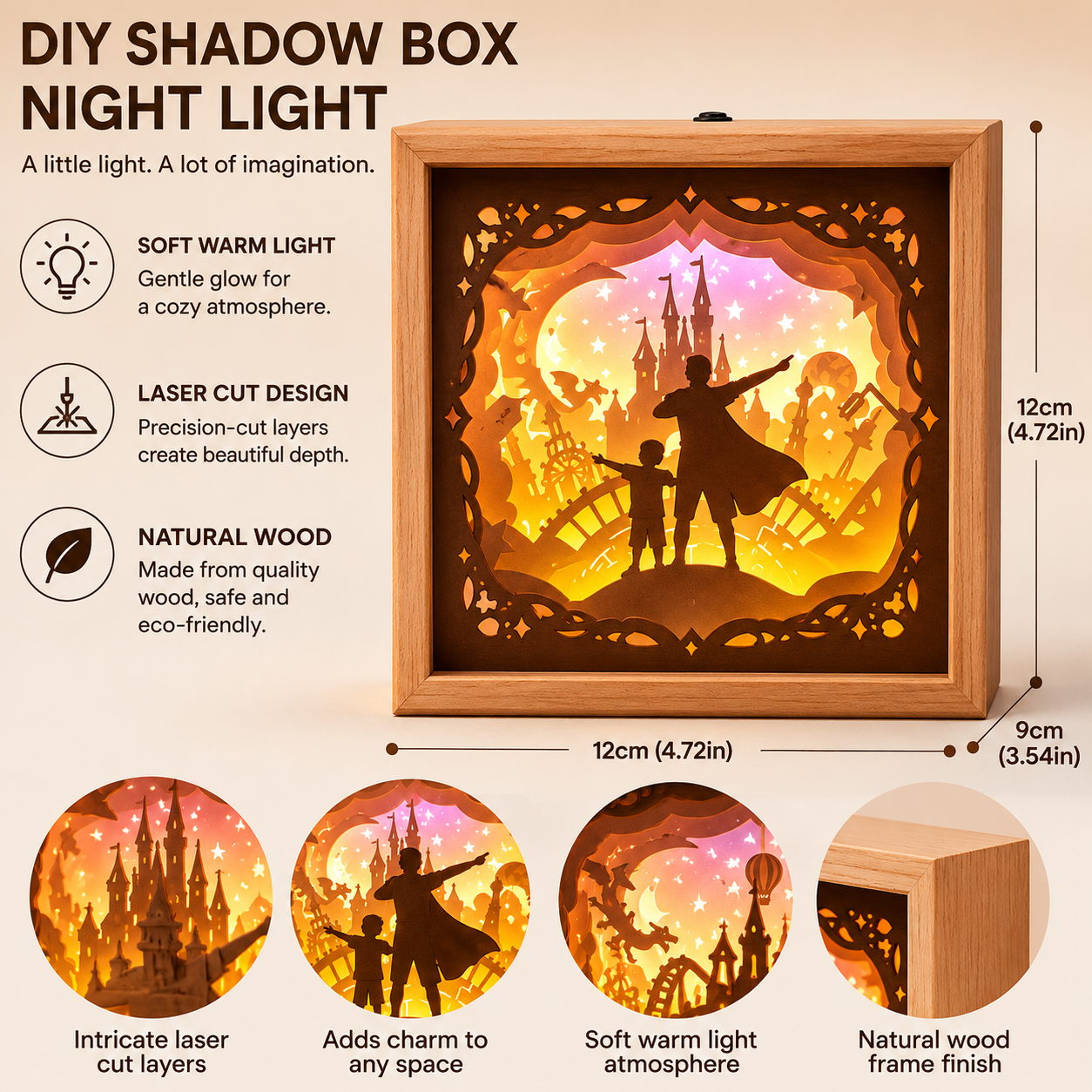 Personalized Family 3D Paper Cut Shadow Box LED Light – Custom Family Name & Special Message