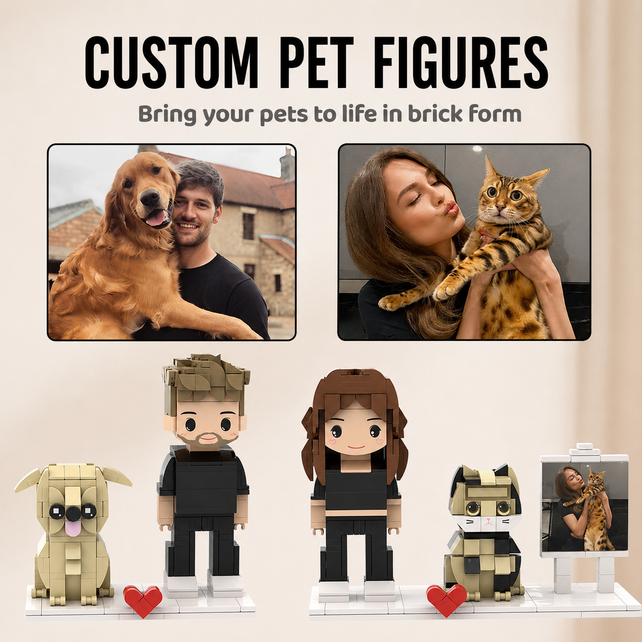 Custom Brick Figure from Photo – Boss & Pet