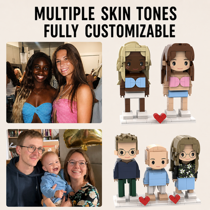 Custom Brick Figure from Photo – Family of 3 Edition