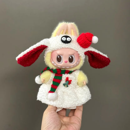 Labu Christmas Clothes 17cm Doll Mini Decoration Cos Santa Claus Elk Reindeer Costume Props Holiday Gift Toys (No Doll)
