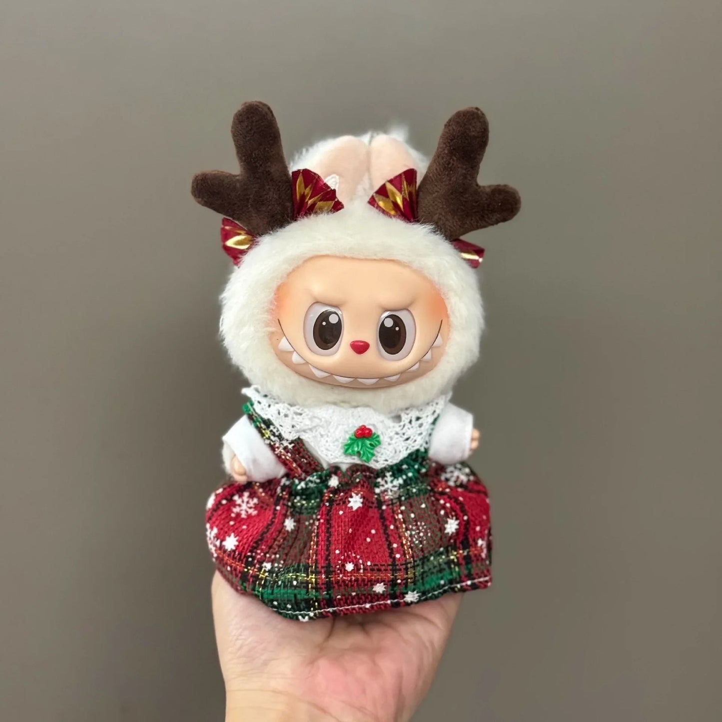 Labu Christmas Clothes 17cm Doll Mini Decoration Cos Santa Claus Elk Reindeer Costume Props Holiday Gift Toys (No Doll)