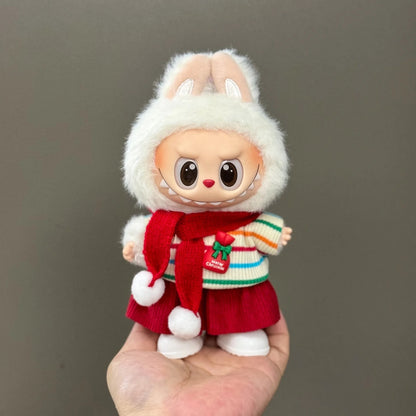 Labu Christmas Clothes 17cm Doll Mini Decoration Cos Santa Claus Elk Reindeer Costume Props Holiday Gift Toys (No Doll)