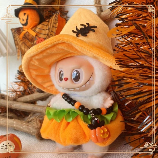 Labu clothes Halloween Outfit Pumpkin Skirt Hat Set, Holiday Trend Outfit, labubu accessories, Pumpkin Pendant (no doll) (No Doll)