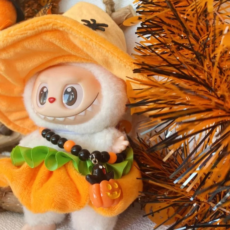 Labu clothes Halloween Outfit Pumpkin Skirt Hat Set, Holiday Trend Outfit, labubu accessories, Pumpkin Pendant (no doll) (No Doll)