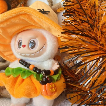 Labu clothes Halloween Outfit Pumpkin Skirt Hat Set, Holiday Trend Outfit, labubu accessories, Pumpkin Pendant (no doll) (No Doll)