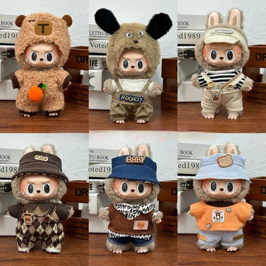 Labu Doll Clothes Capybara Cos Suit V1 V2 V3 Outfit Stylish Clothing Set for Plush Toy Dolls 17cm Cute Model Accessories (No Doll)
