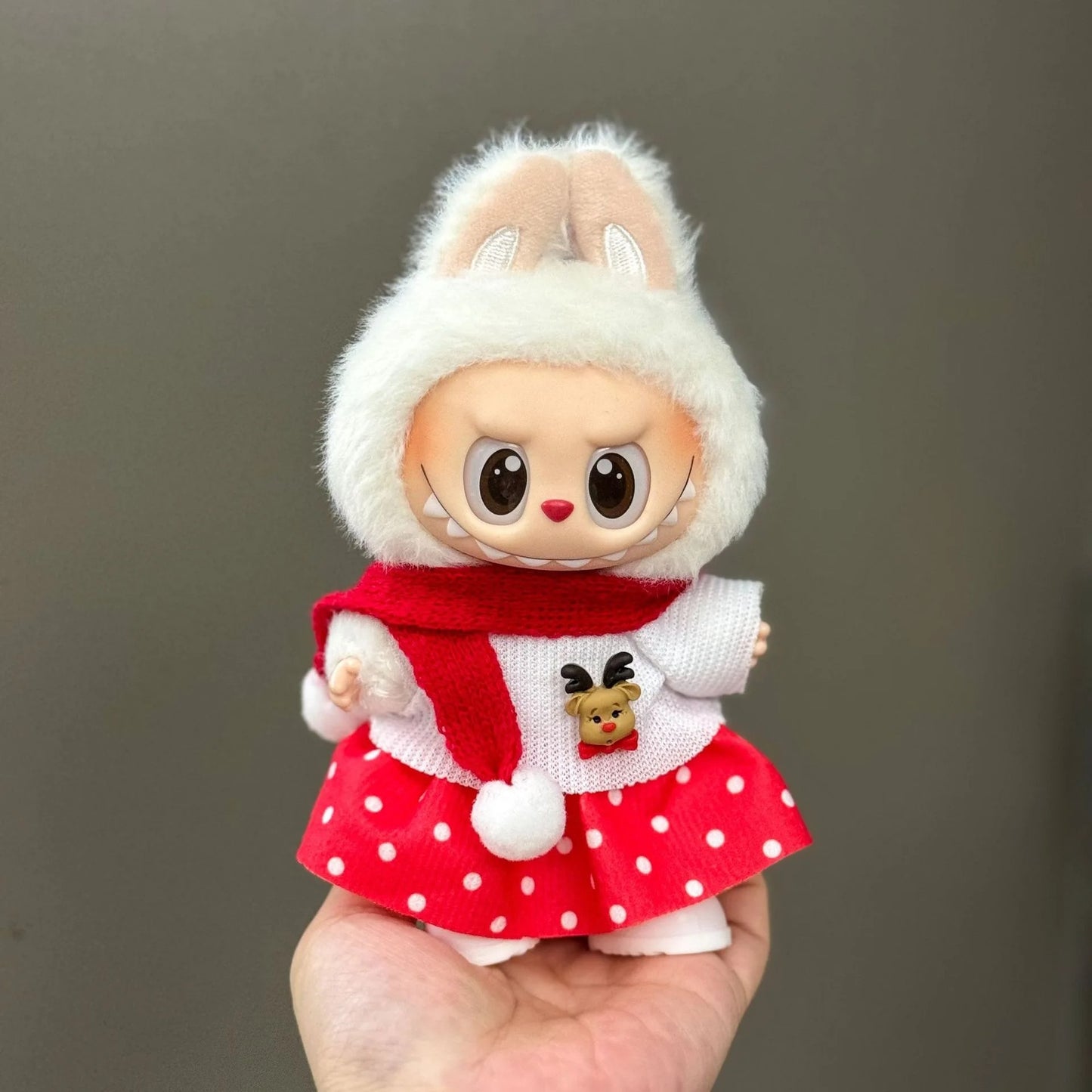 Labu Christmas Clothes 17cm Doll Mini Decoration Cos Santa Claus Elk Reindeer Costume Props Holiday Gift Toys (No Doll)