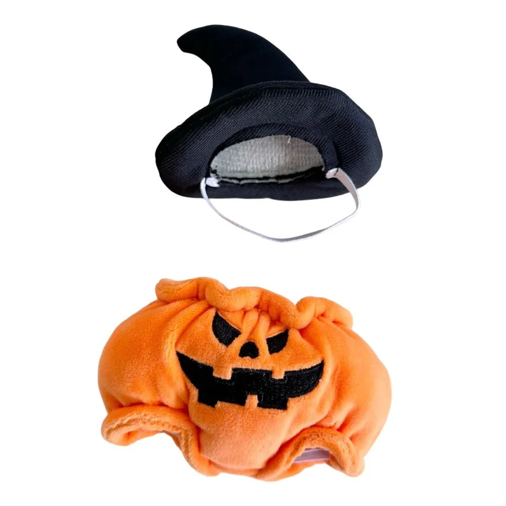 Halloween Pumpkin Labu Clothes with Hat Ropa Labubu Doll Clothes Outfit Accessories For 17cm V3 Plush Doll's Clothing (No Doll)