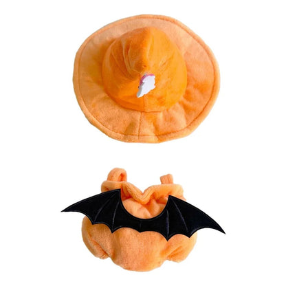 Halloween Pumpkin Labu Clothes with Hat Ropa Labubu Doll Clothes Outfit Accessories For 17cm V3 Plush Doll's Clothing (No Doll)