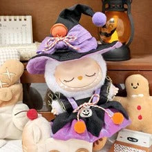 Halloween Pumpkin Clothes with Hat Ropa Labubu Doll Clothes Outfit Accessories For 17cm Labubu V3 Plush Doll's Clothing (No Doll)