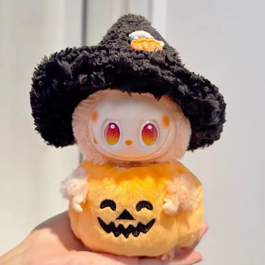 Halloween Pumpkin Labu Clothes with Hat Ropa Labubu Doll Clothes Outfit Accessories For 17cm V3 Plush Doll's Clothing (No Doll)