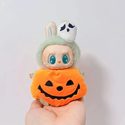 Halloween Pumpkin Labu Clothes with Hat Ropa Labubu Doll Clothes Outfit Accessories For 17cm V3 Plush Doll's Clothing (No Doll)