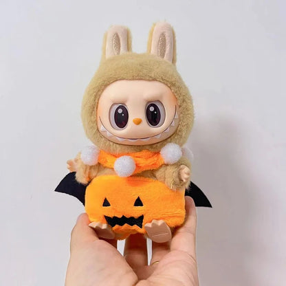 Halloween Pumpkin Labu Clothes with Hat Ropa Labubu Doll Clothes Outfit Accessories For 17cm V3 Plush Doll's Clothing (No Doll)